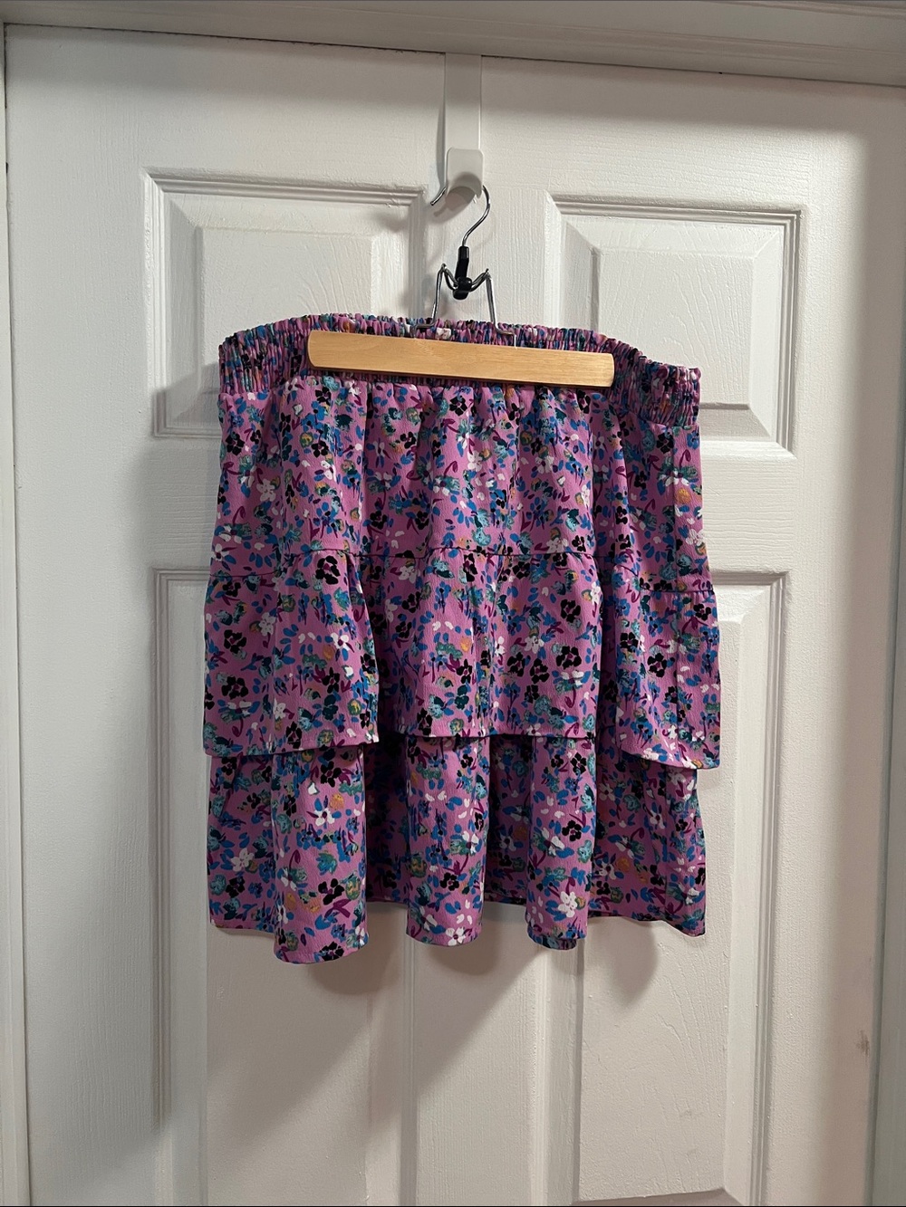 Vero Moda Purple Floral Tiered Skirt